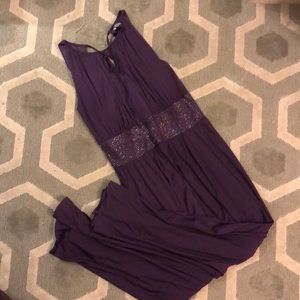 Full length purple gown with beaded details